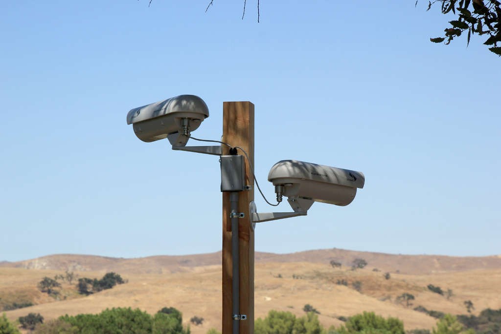 photograph of the two installed surveillance cameras that detects smoke - rear view