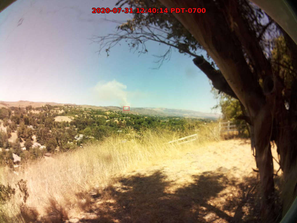 An example from the camera view of how the SmokeD detector detected a fire at a distance
