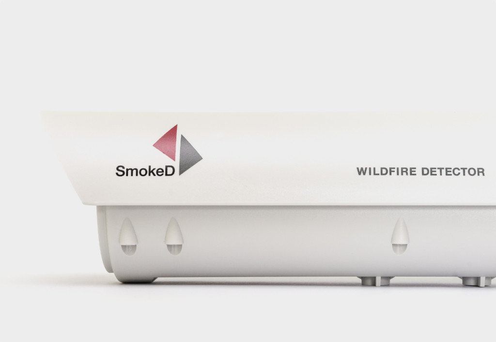 photo of smoked wildfire and fire detector with ai - side view